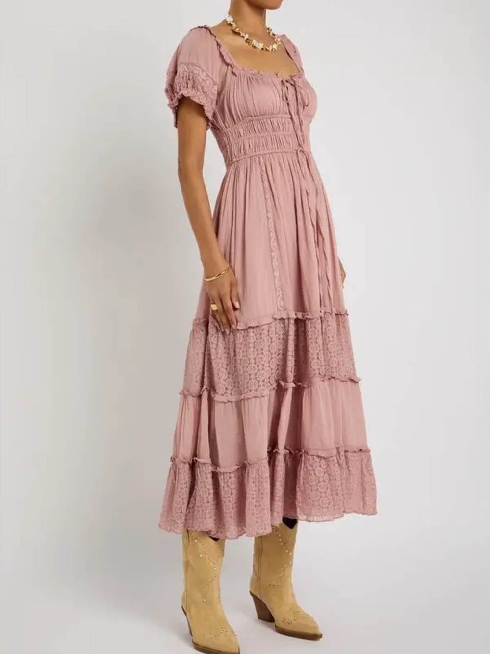 Free People Falling Sun Midi Dress In Mauve Pink
